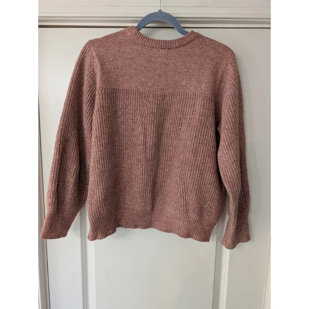 Modern Citizen Womens Pink Marl Ribbed Crewneck Sweater medium minimalist